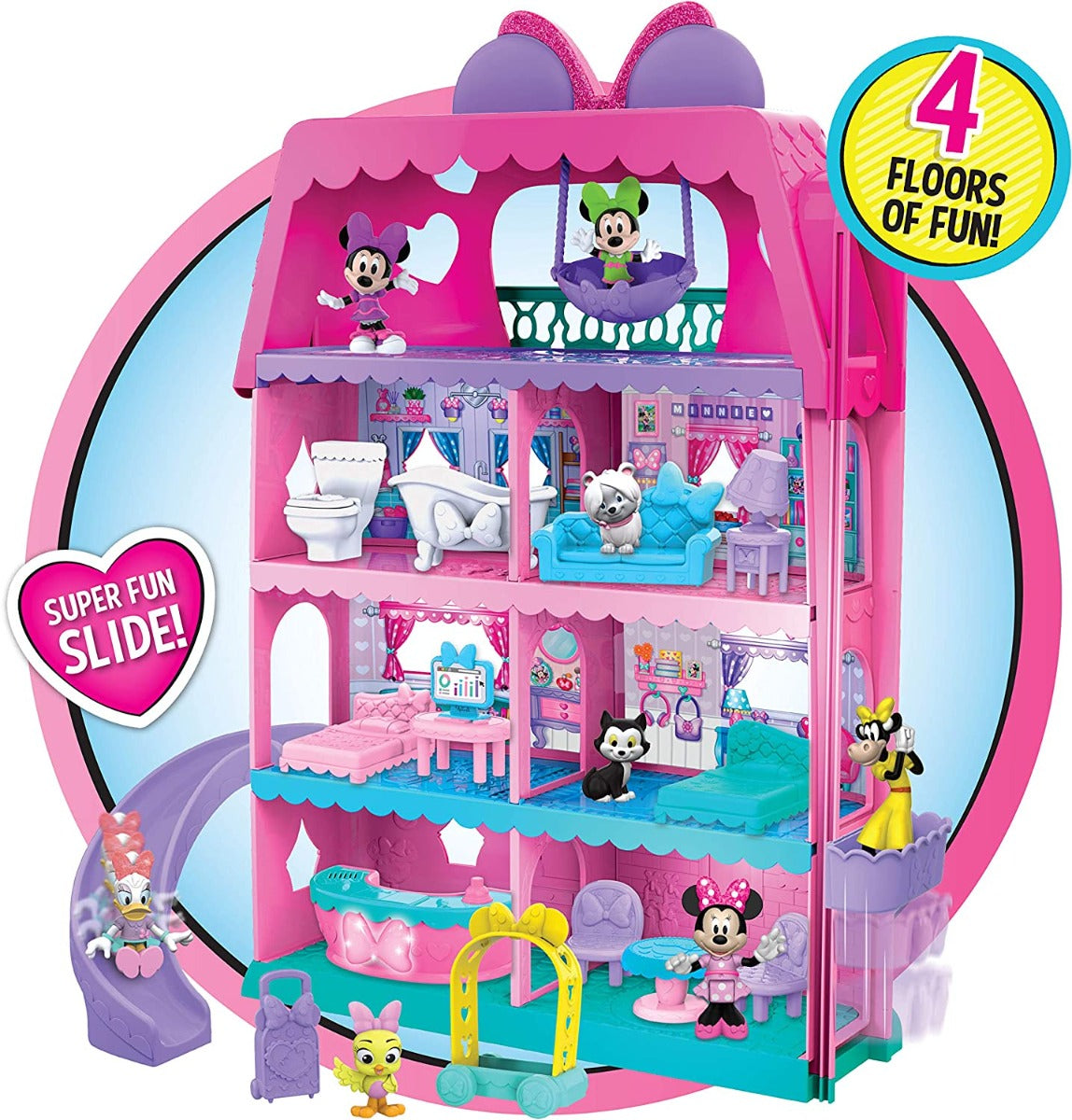 Buy Disney Minnie Mouse Bow Tel Hotel 2 Sided Playset with 20 Accessories | Yallatoys.com