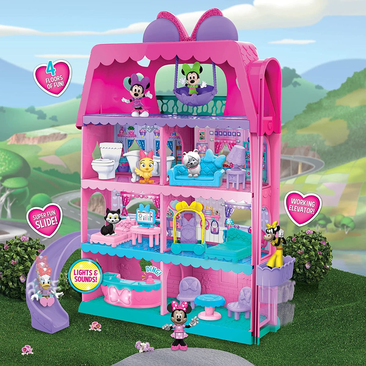 Buy Disney Minnie Mouse Bow Tel Hotel 2 Sided Playset with 20 Accessories | Yallatoys.com