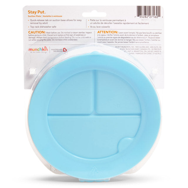 Munchkin Stay Put Suction Plate 1Pk Blue Munchkin Yallatoys