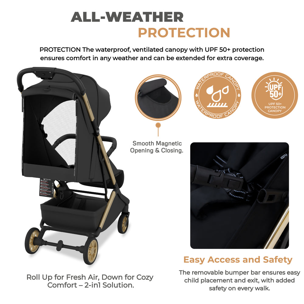 Neobreez Neolite Ultra Lightweight Cabin Size Travel Stroller Black
