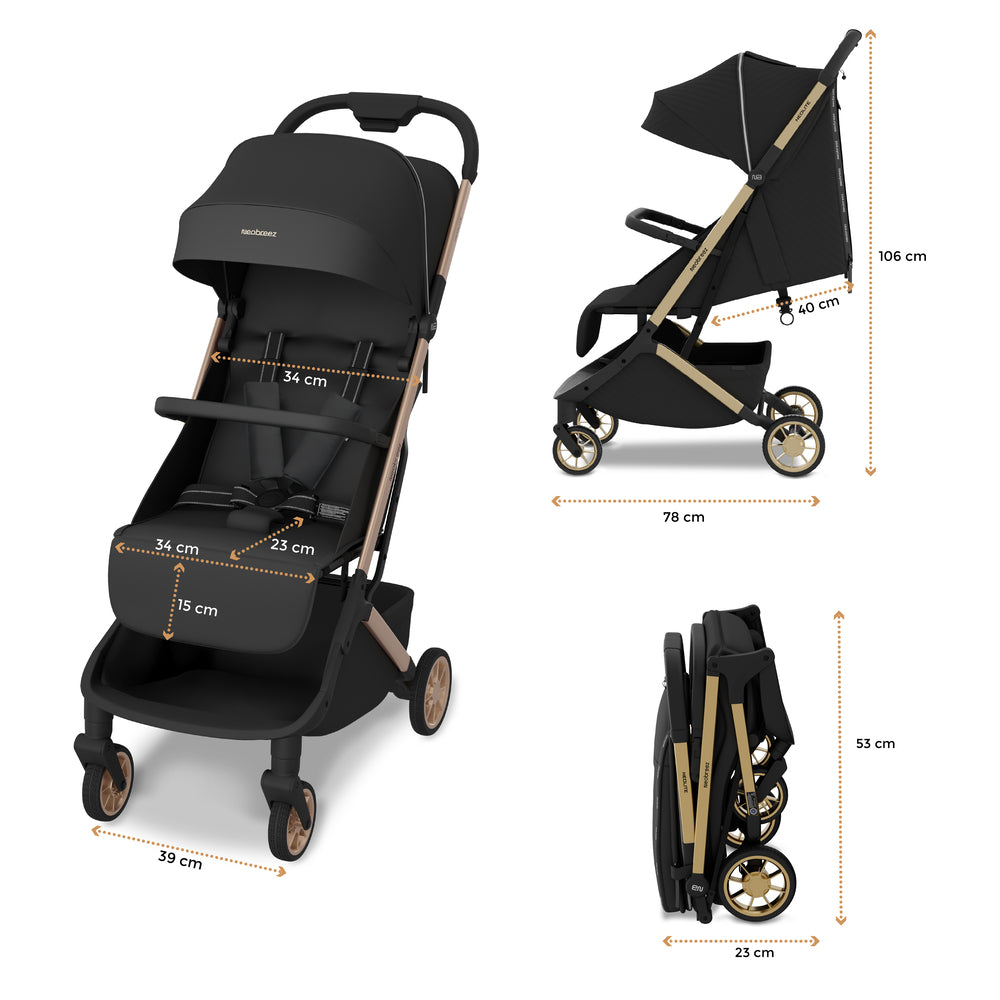Neobreez Neolite Ultra Lightweight Cabin Size Travel Stroller Black Neobreez Yallatoys