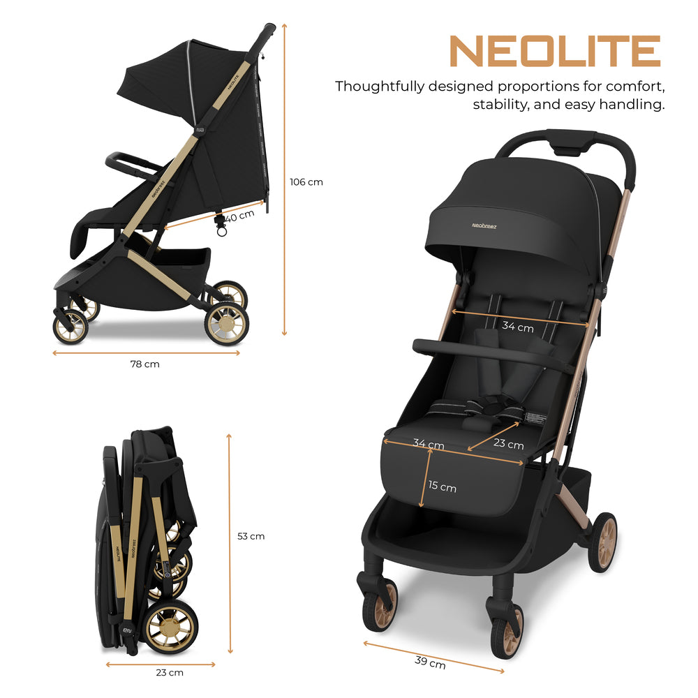 cabin size travel stroller Neobreez Neolite Ultra Lightweight Cabin Size Travel Stroller Black –  Yallatoys