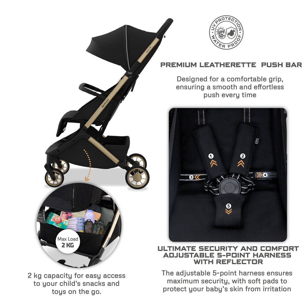 Neobreez Neolite Ultra Lightweight Cabin Size Travel Stroller Black Neobreez Yallatoys