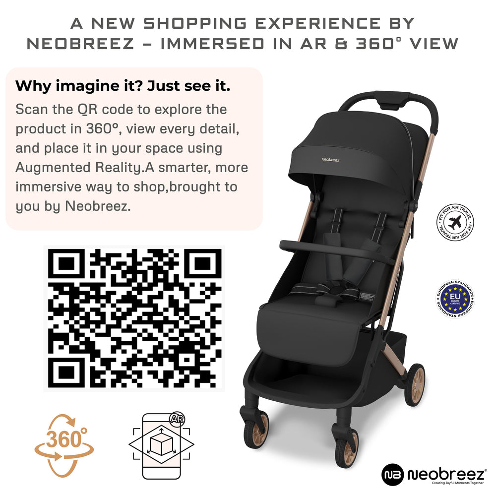 Neobreez Neolite Ultra Lightweight Cabin Size Travel Stroller Black Neobreez Yallatoys