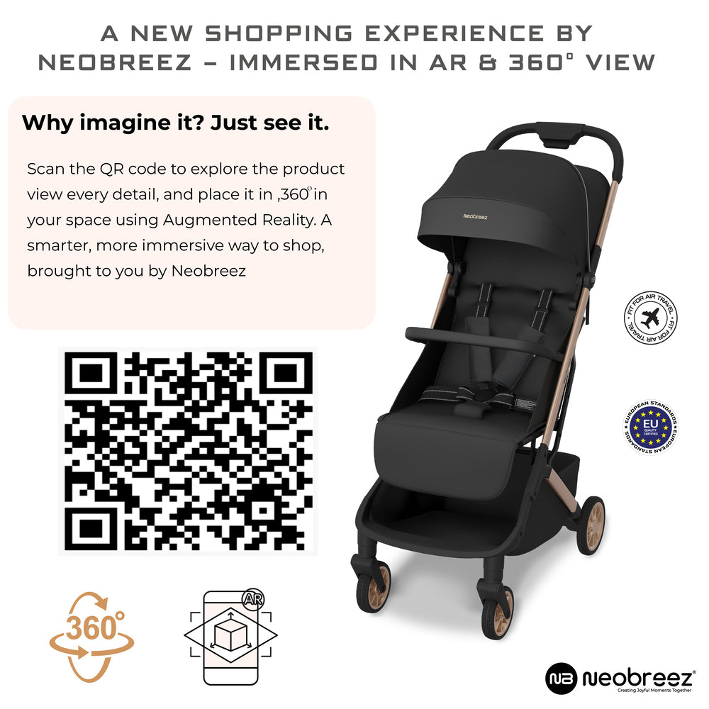 Neobreez Neolite Ultra Lightweight Cabin Size Travel Stroller Black