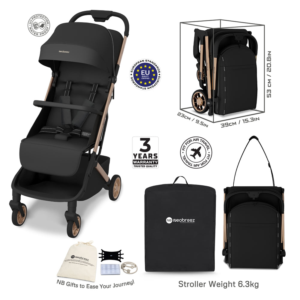 Neobreez Neolite Ultra Lightweight Cabin Size Travel Stroller Black Neobreez Yallatoys