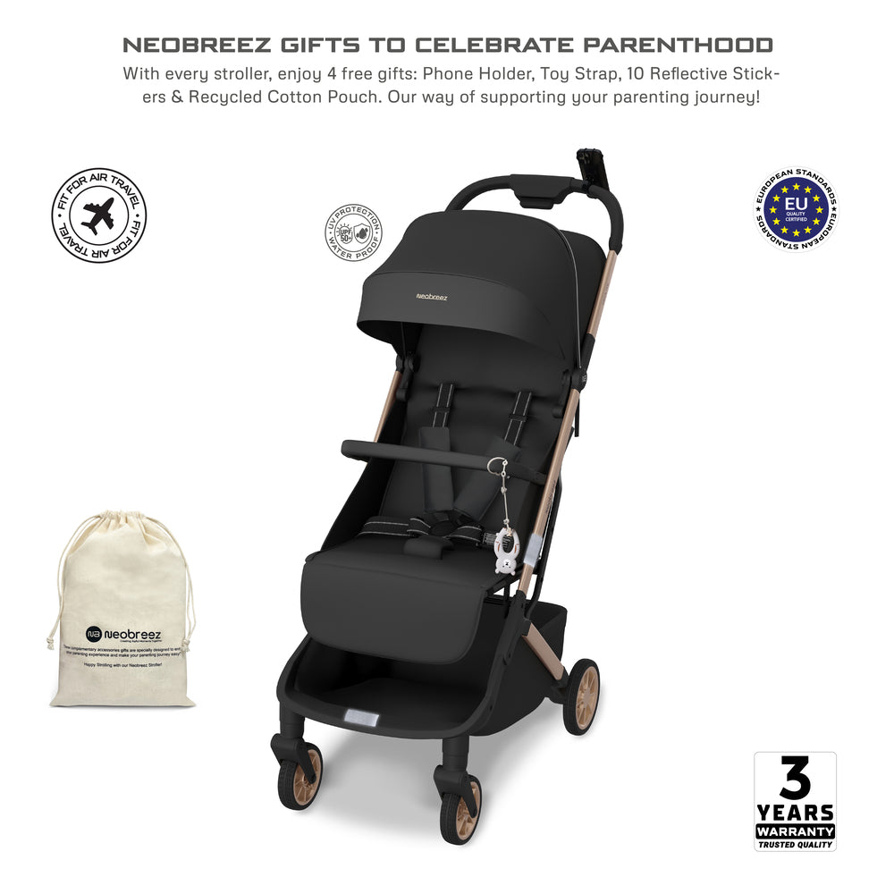 Neobreez Neolite Ultra Lightweight Cabin Size Travel Stroller Black Neobreez Yallatoys
