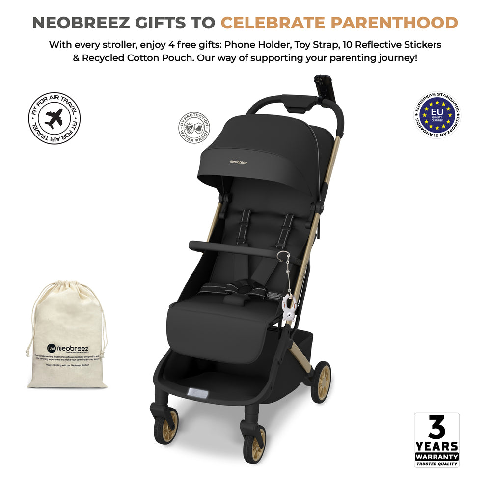 Neobreez Neolite Ultra Lightweight Cabin Size Travel Stroller Black