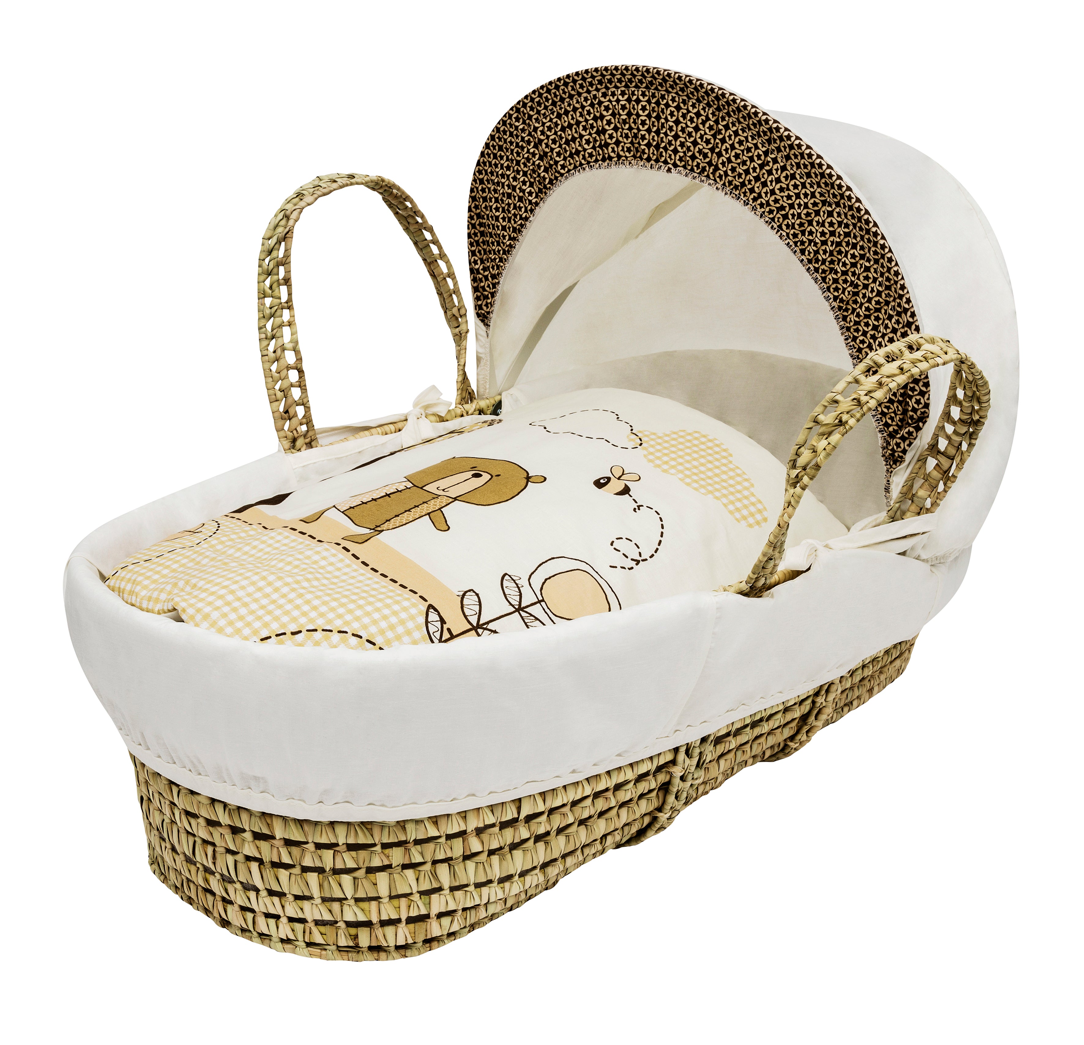 Kinder Valley Tiny Ted Cream Palm Moses Basket with Folding Stand Natural Kinder Valley Yallatoys