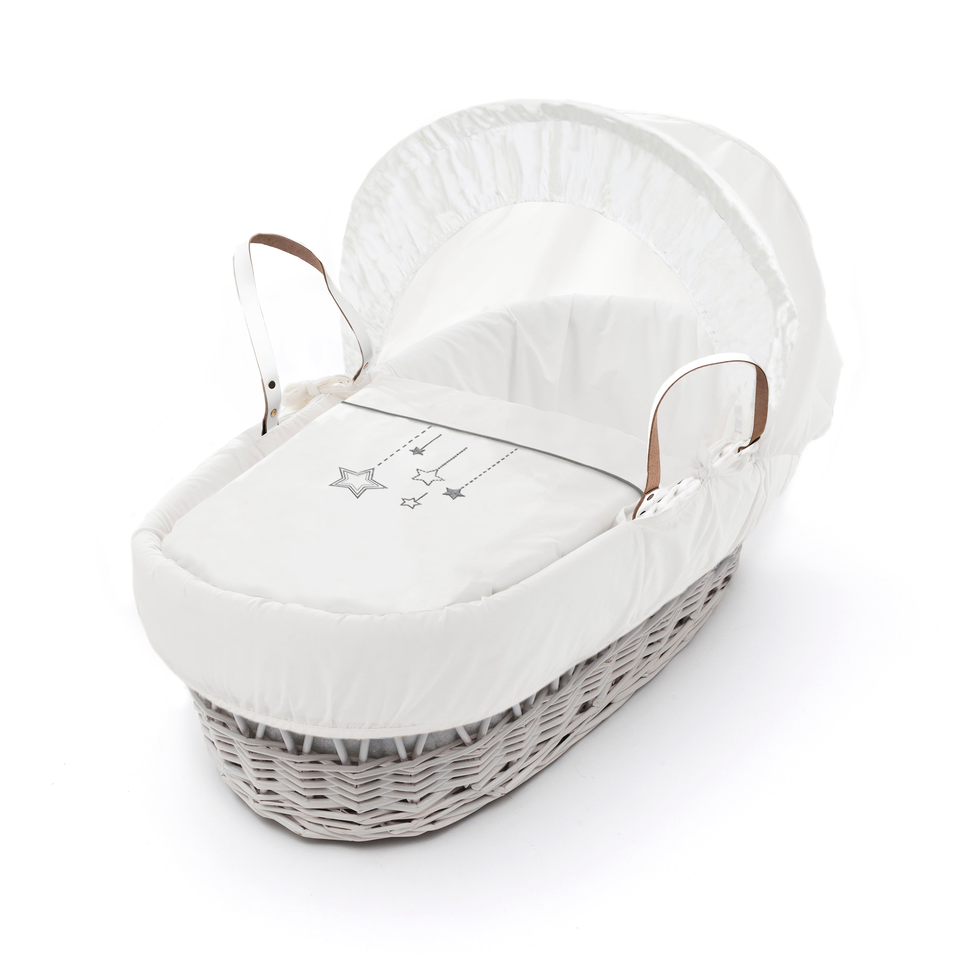Kinder Valley White Wish Upon a Star Wicker Basket with Grey Little Gem Rocking Stand Kinder Valley Yallatoys