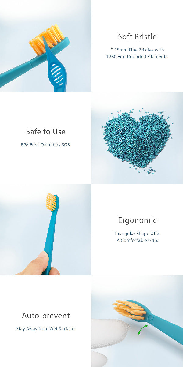 Flipper 2 Piece Twigo Toothbrush for Kids Blue and White Flipper Yallatoys
