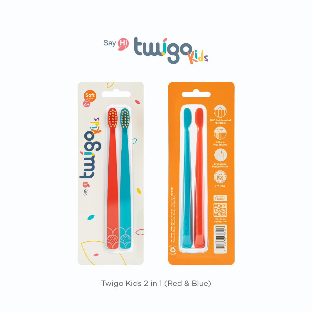 Flipper 2 Piece Twigo Toothbrush for Kids Orange and Blue Flipper Yallatoys