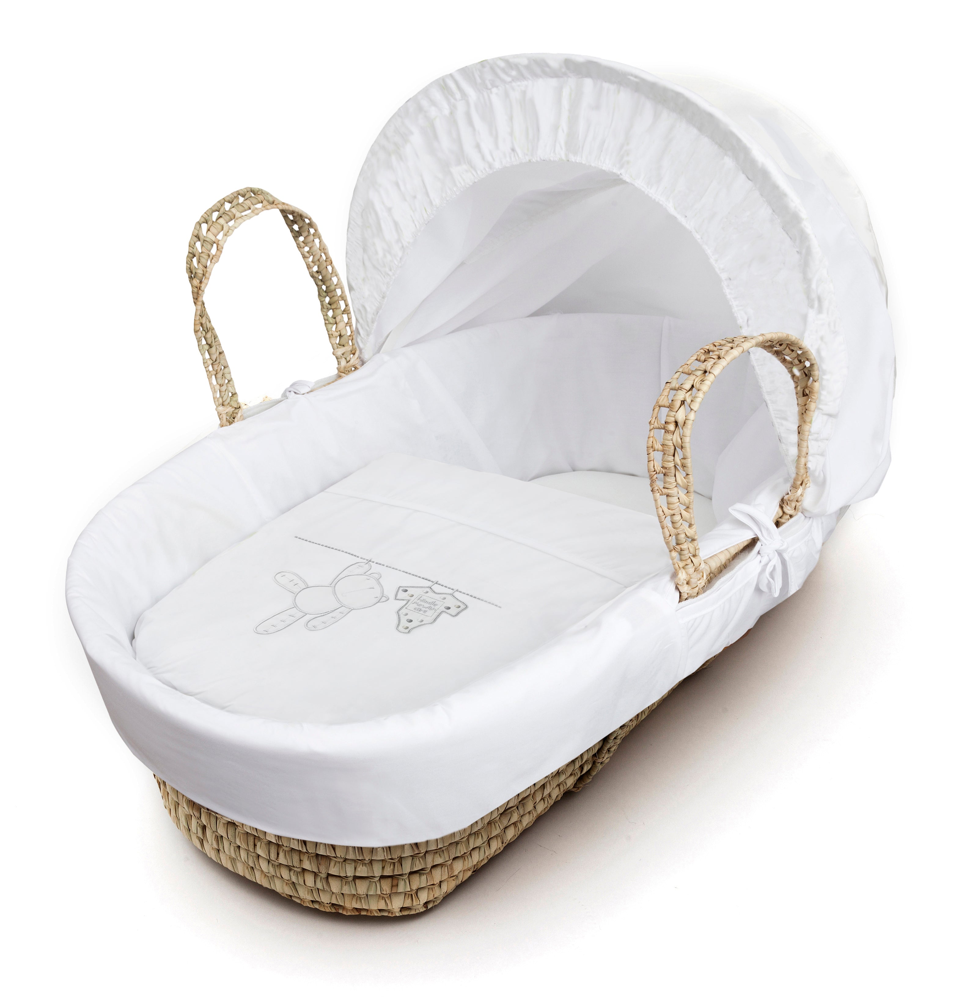 Kinder Valley White Teddy Wash Day Palm Moses Basket with Folding Stand Grey Kinder Valley Yallatoys