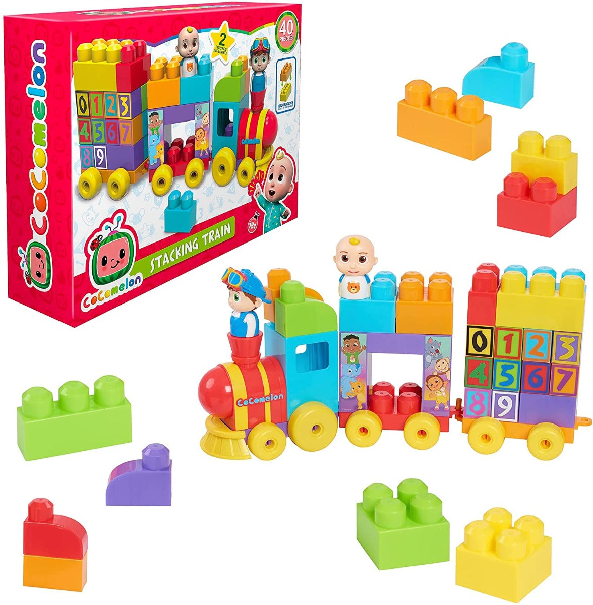 Buy Cocomelon Stacking Train 40 Piece Large Building Block Set | Yallatoys.com