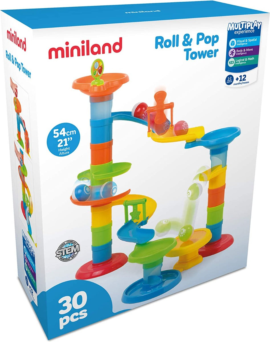 Buy Miniland Roll and Pop Tower 30pcs | Yallatoys.com
