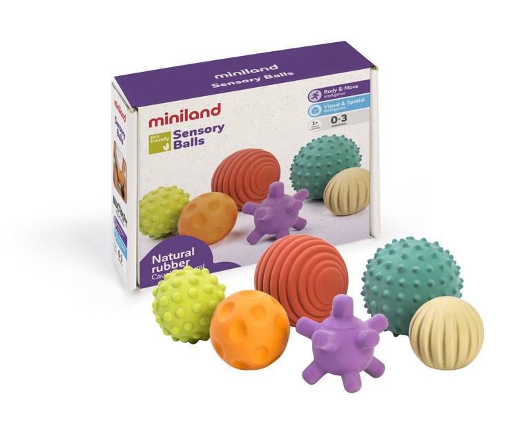 Buy Miniland 6 Sensory Balls Natural Rubber Latex | Yallatoys.com