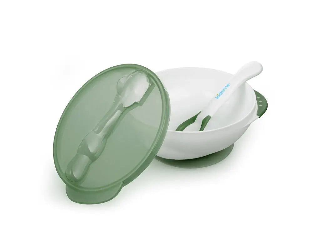 Kidsme Suction Bowl With Ideal Temperature Feeding Spoon Set Grey Kidsme Yallatoys
