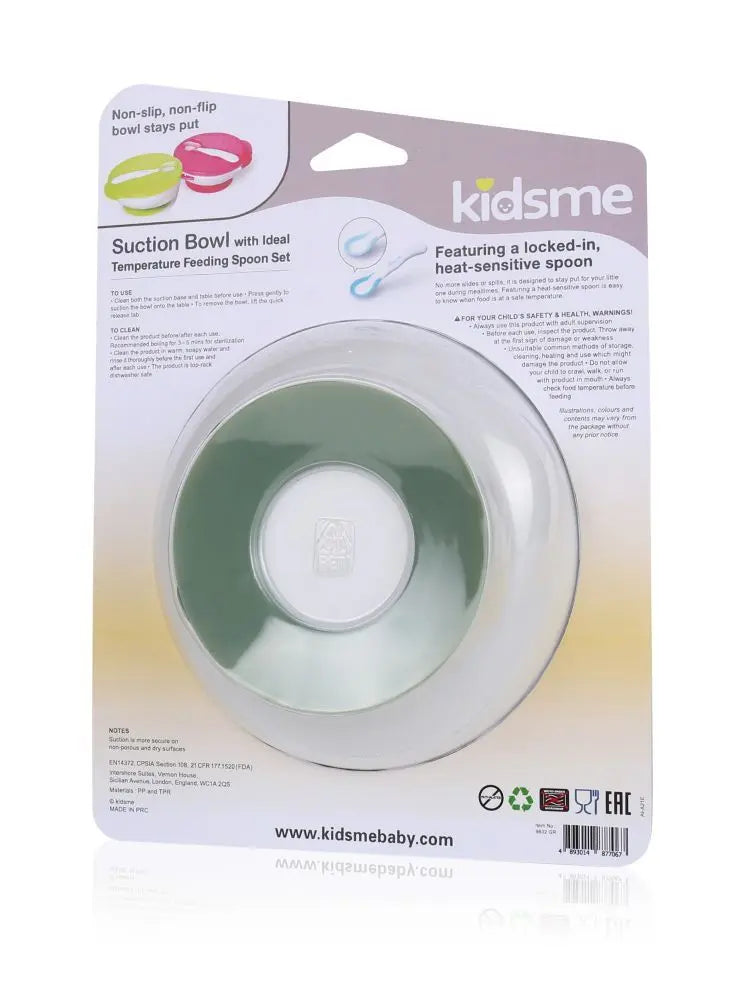 Kidsme Suction Bowl With Ideal Temperature Feeding Spoon Set Grey Kidsme Yallatoys