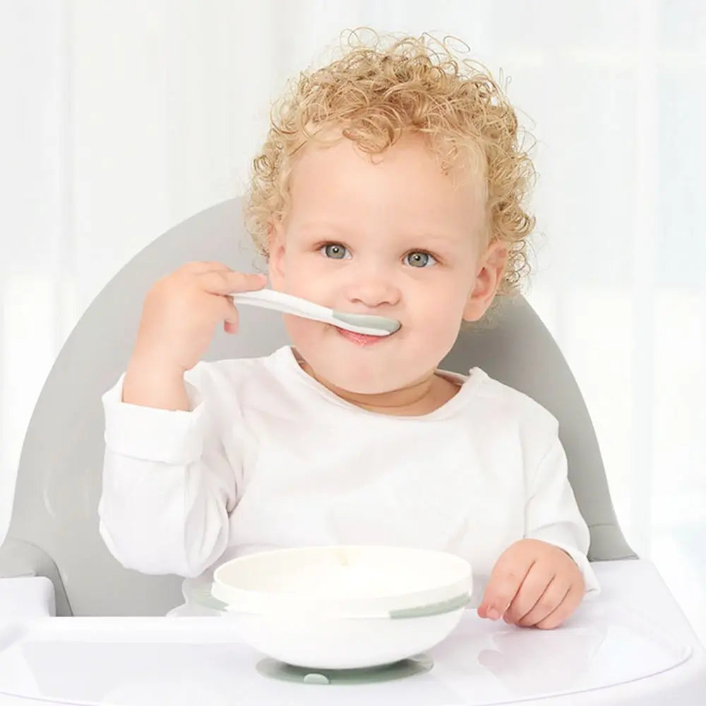 Kidsme Suction Bowl With Ideal Temperature Feeding Spoon Set Grey Kidsme Yallatoys
