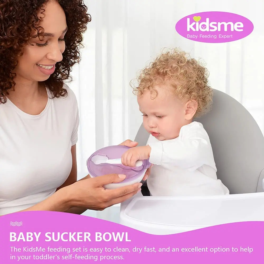 Kidsme Suction Bowl With Ideal Temperature Feeding Spoon Set Purple Kidsme Yallatoys