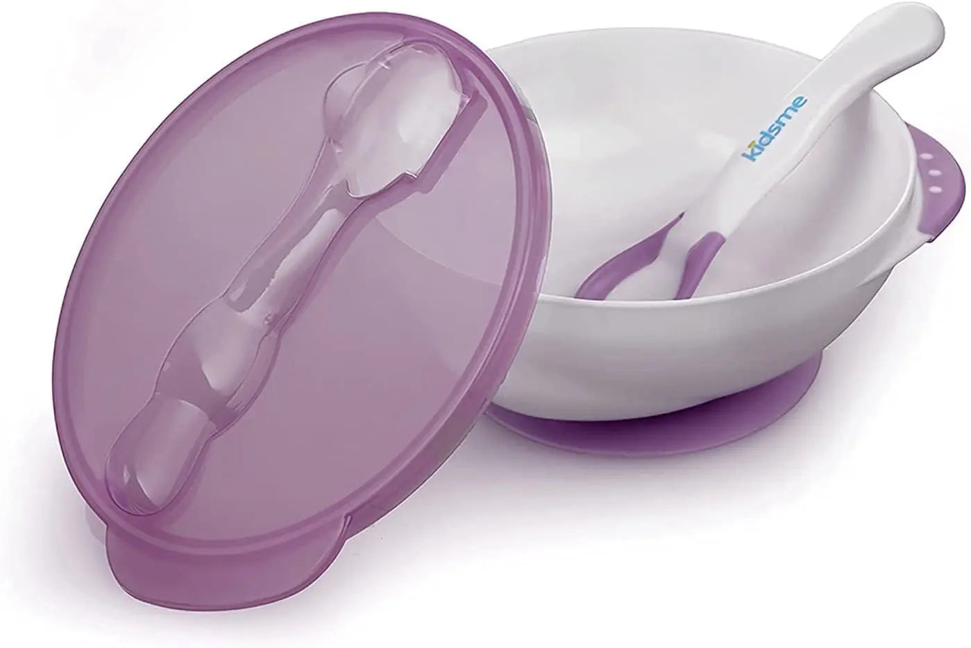 Kidsme Suction Bowl With Ideal Temperature Feeding Spoon Set Purple Kidsme Yallatoys