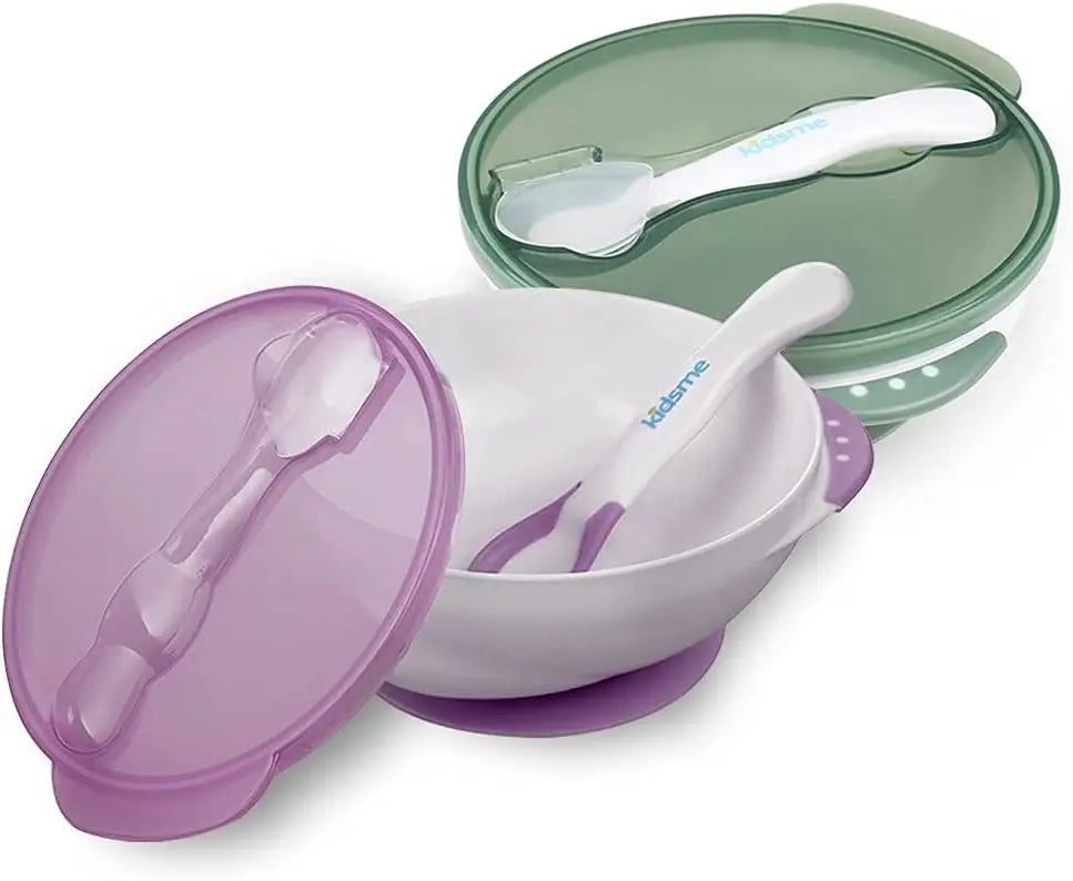 Kidsme Suction Bowl With Ideal Temperature Feeding Spoon Set Purple Kidsme Yallatoys