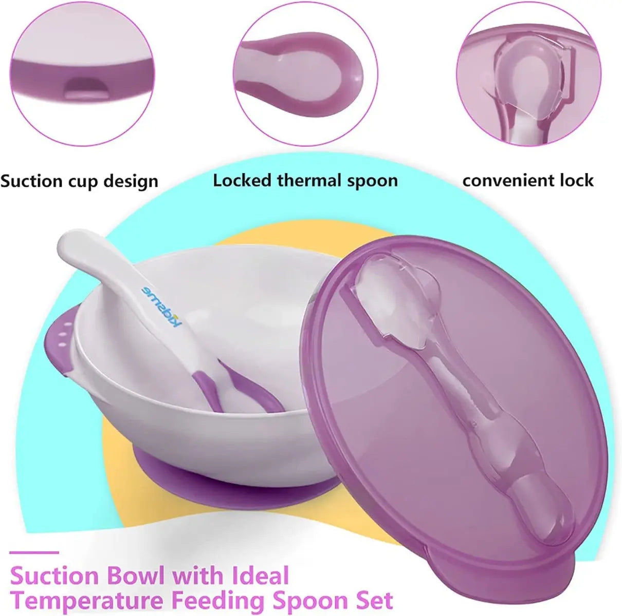 Kidsme Suction Bowl With Ideal Temperature Feeding Spoon Set Purple Kidsme Yallatoys