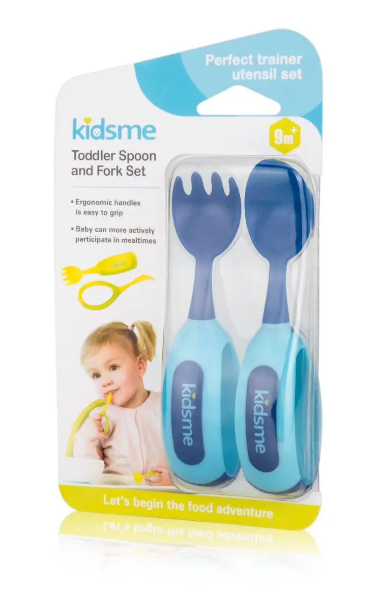 Kidsme Toddler Spoon And Fork Set Aquamarine Kidsme Yallatoys