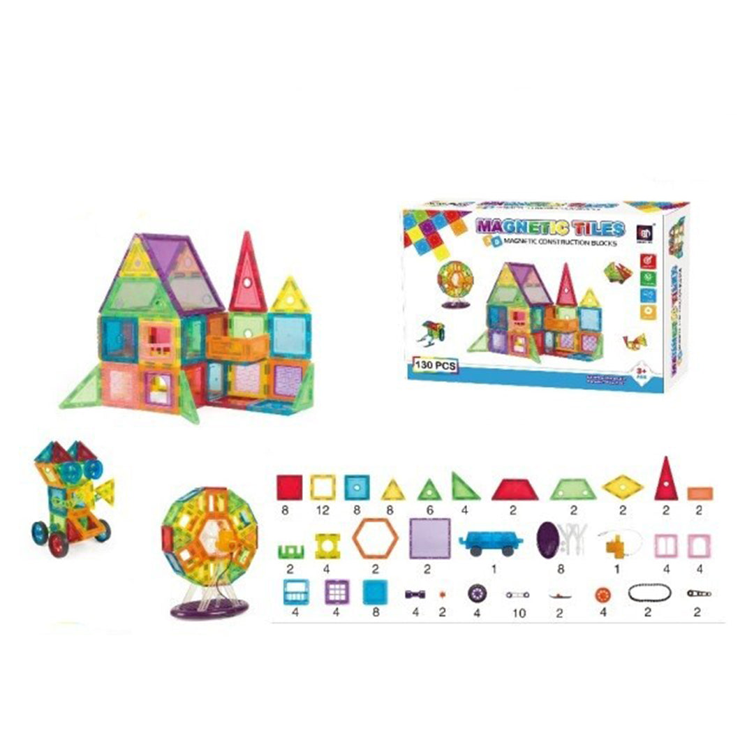 Buy Magnetic Mini Tiles Building Blocks Set 130pcs | Yallatoys.com