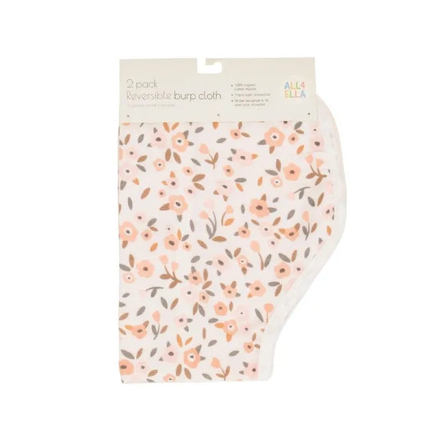All4Ella Reversible Burp Cloth Floral Bouquet 2 Pcs All4Ella Yallatoys
