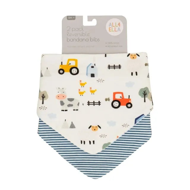All4Ella - Bandana Bibs 2 Pack - Barnyard All4Ella Yallatoys