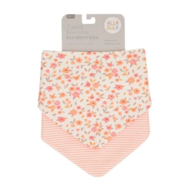 All4Ella - Bandana Bibs 2 Pack - Floral Bouquet All4Ella Yallatoys