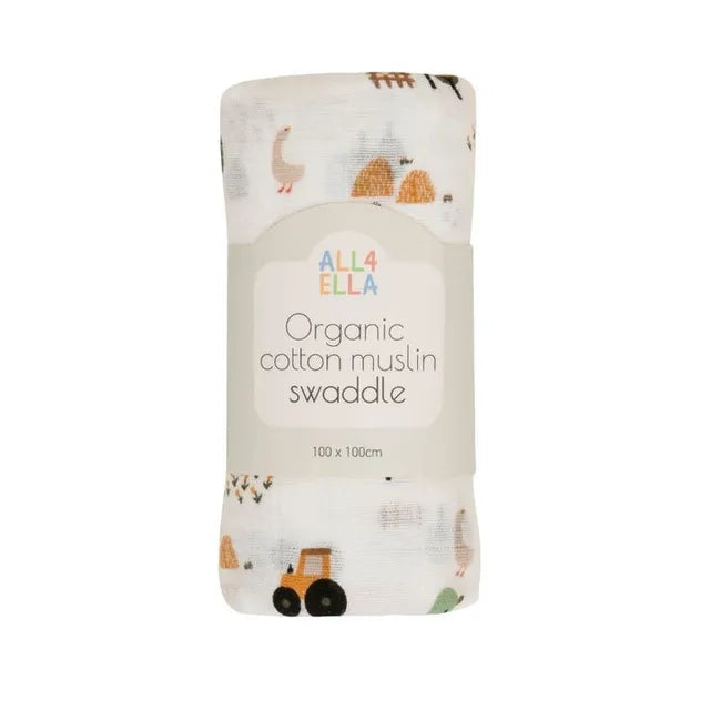 All4Ella - Muslin Swaddle - Country Farm All4Ella Yallatoys