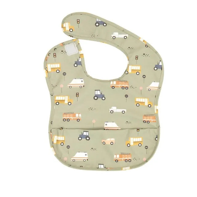 All4Ella - Recycled Pouch Bib - Trucks All4Ella Yallatoys