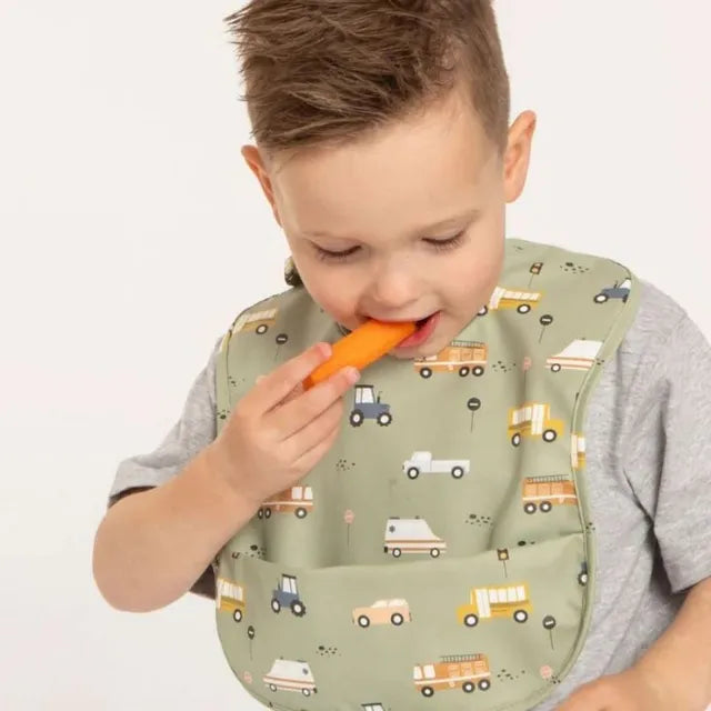 All4Ella - Recycled Pouch Bib - Trucks All4Ella Yallatoys