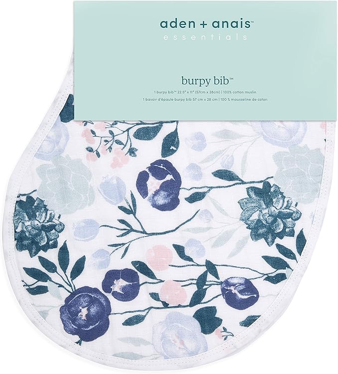 Aden + Anais Essentials Cotton Muslin Baby Burpy Bib Flowers Bloom aden + anais Yallatoys