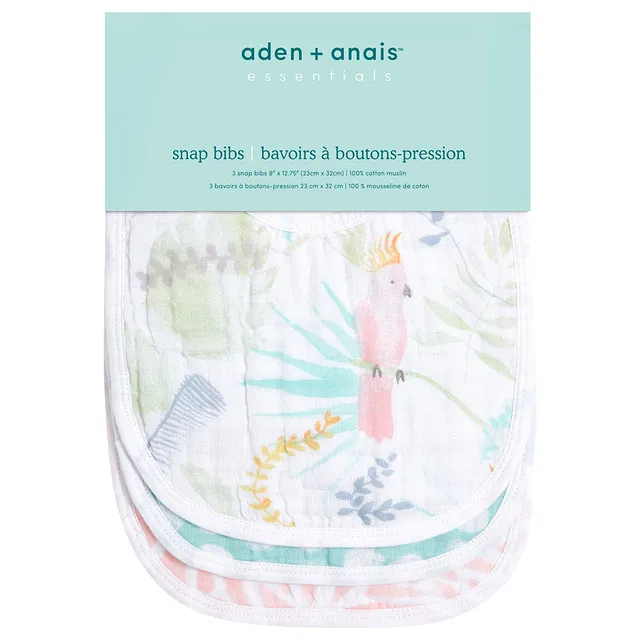 Aden + Anais Cotton Muslin Baby Snap Bib Pack of 3 Tropicalia aden + anais Yallatoys