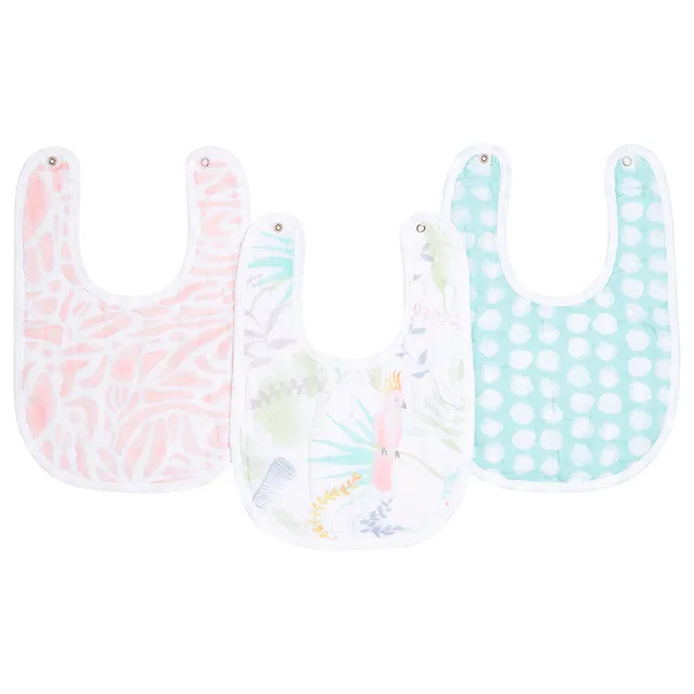 Aden + Anais Cotton Muslin Baby Snap Bib Pack of 3 Tropicalia aden + anais Yallatoys