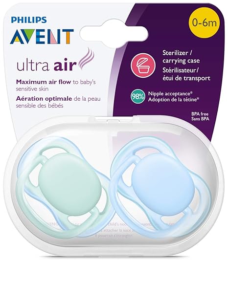 Philips Avent Ultra Air Soother Night time 0 to 6M Boy x2 Philips Avent Yallatoys