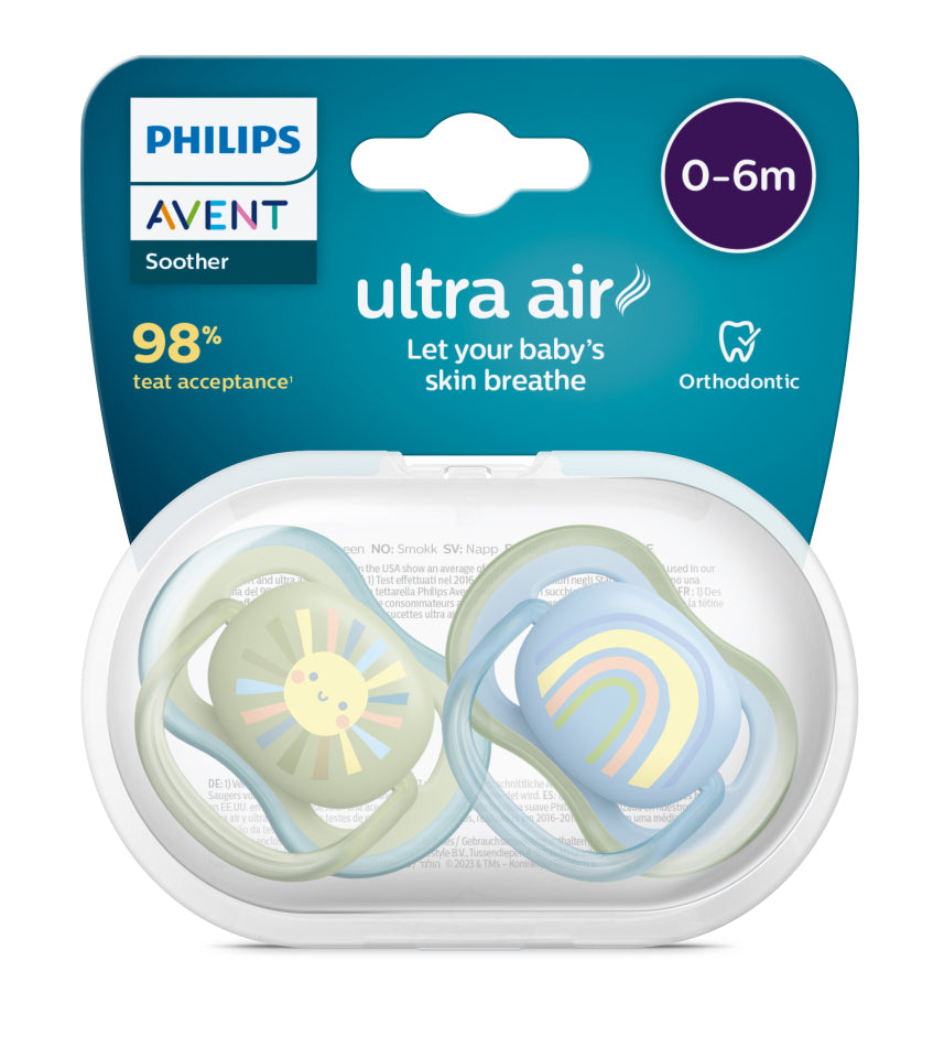 Philips Avent Pacifiers Ultra Air Night Time 0 to 6M Boy x2 Philips Avent Yallatoys