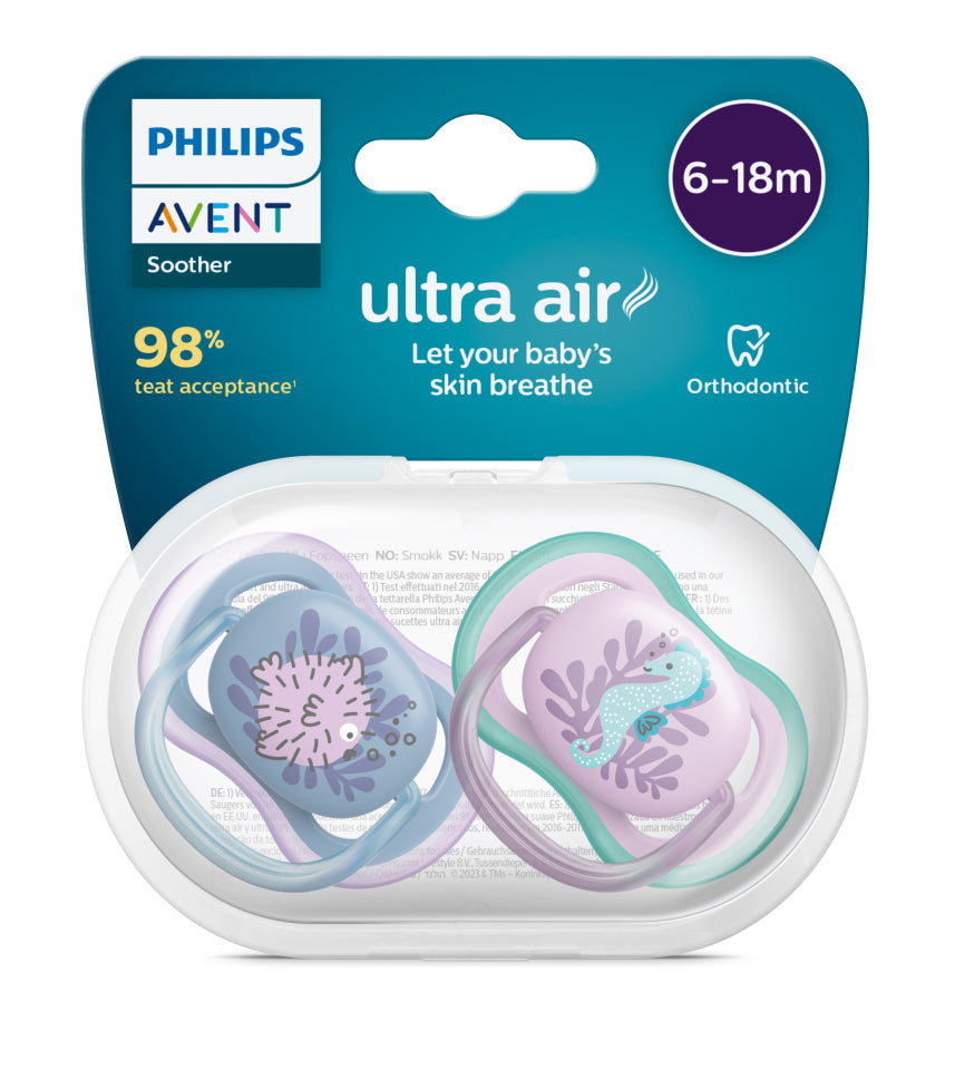 Philips Avent Ultra Air Pacifier 6 to 18M Girl x2 Philips Avent Yallatoys