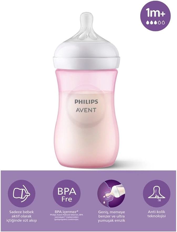 Philips Avent Natural 3.0 Feeding Bottle 260 Ml X1 Pink Philips Avent Yallatoys