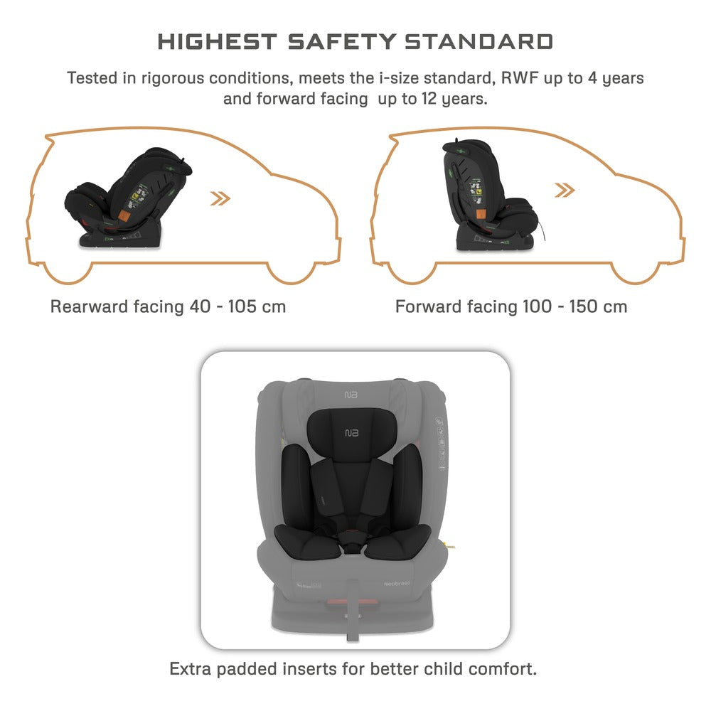 Neobreez I Eroca I Size All In1 Convertible Car Seat Black