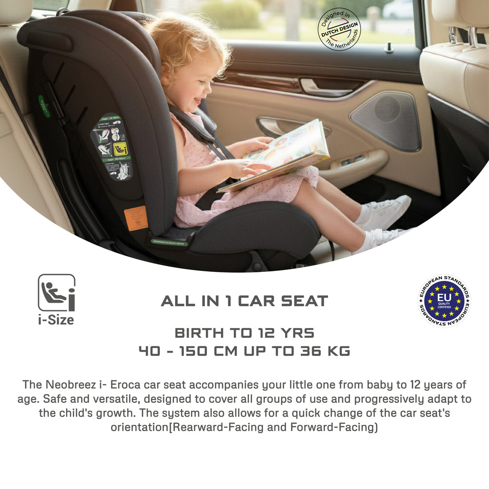 Neobreez I Eroca I Size All In1 Convertible Car Seat Grey