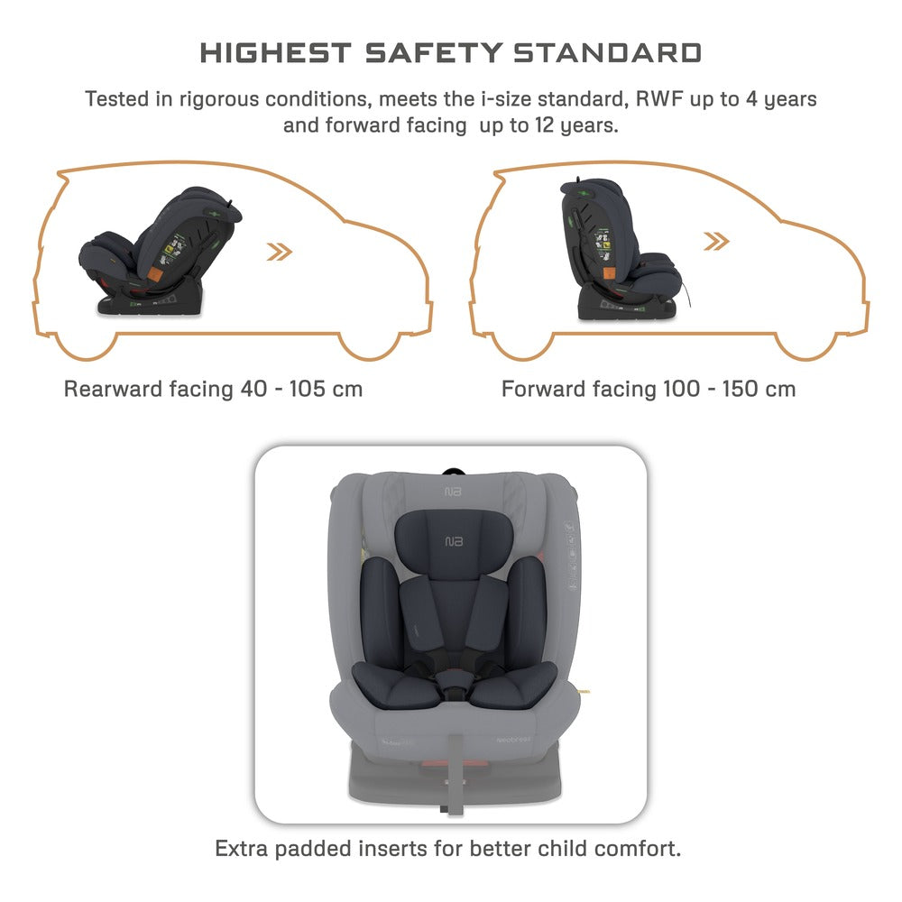 Neobreez I Eroca I Size All In1 Convertible Car Seat Grey