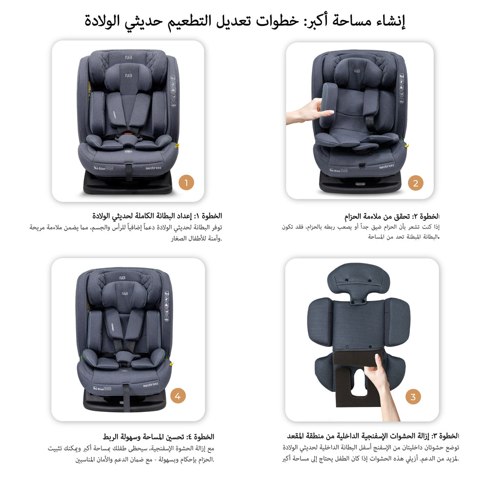 Neobreez I Eroca I Size All In1 Convertible Car Seat Grey