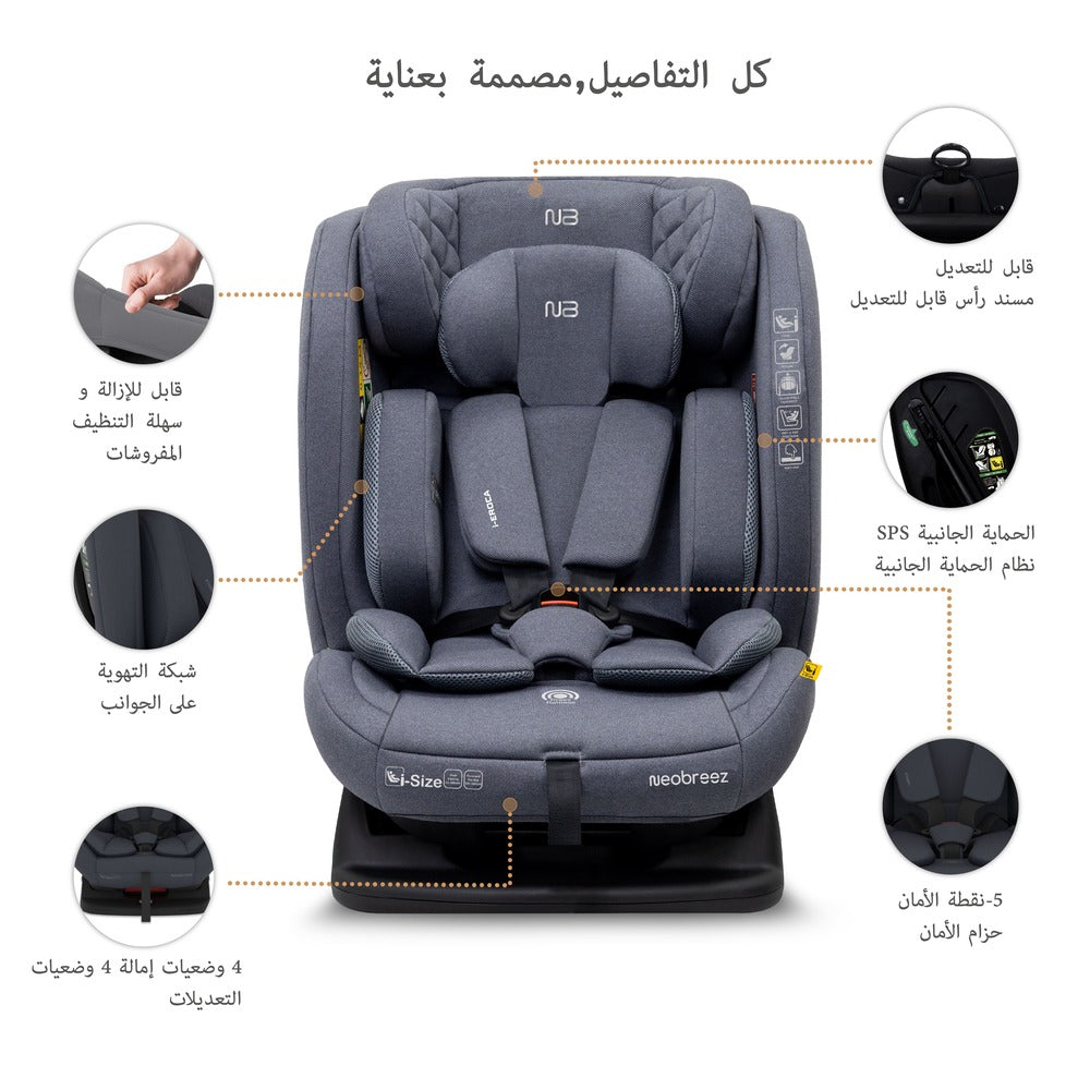 Neobreez I Eroca I Size All In1 Convertible Car Seat Grey