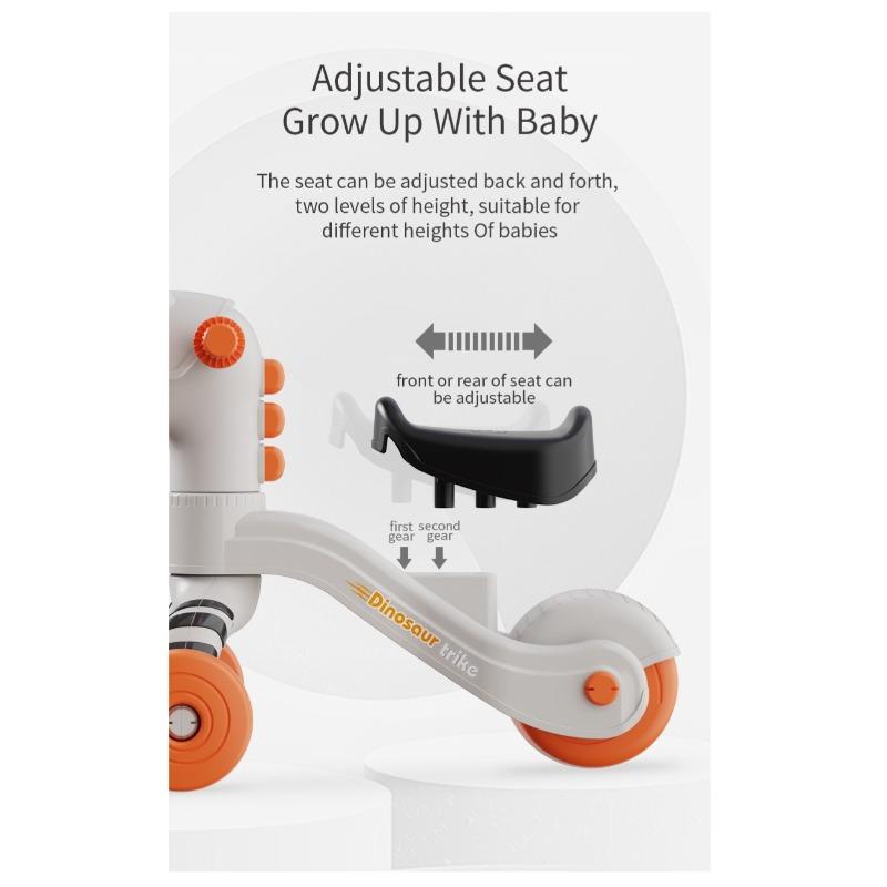 Adjustable gray Dinosaur walker for infants