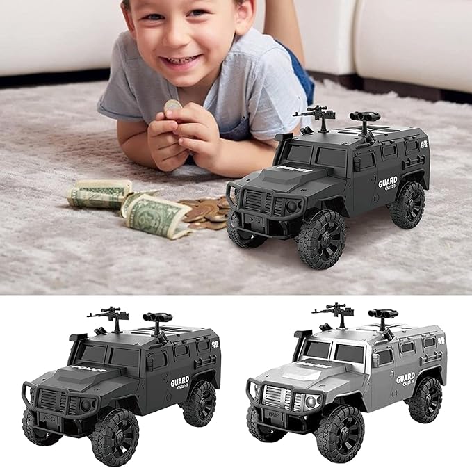 Astern Black Police Car Bank