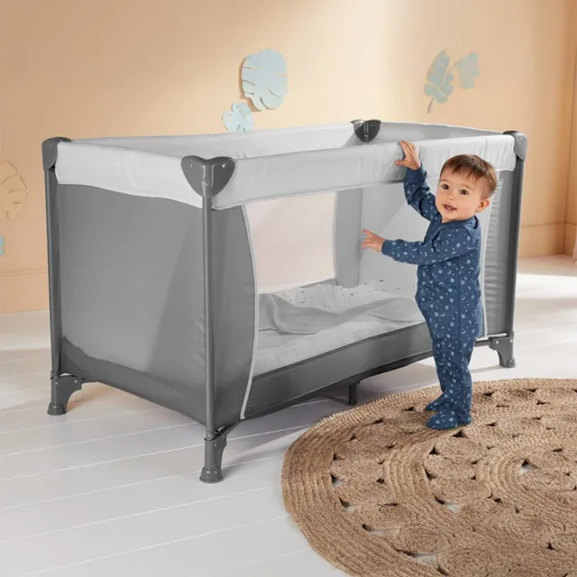 Bumble And Bird 2 in 1 Travel Cot And Foldable Playpen  Grey Bumble & Bird Yallatoys